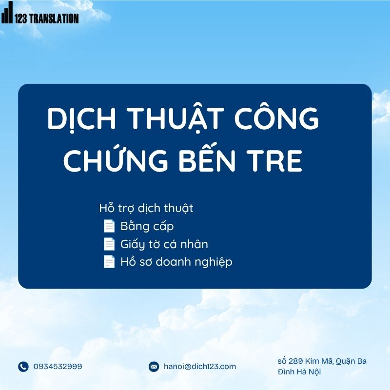 Dịch thuật công chứng Bến Tre 2026 – Dịch vụ uy tín, nhanh chóng và đúng quy định
