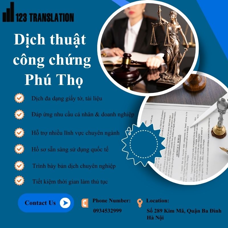 Dịch thuật công chứng Phú Thọ đảm bảo đúng quy trình chứng thực.