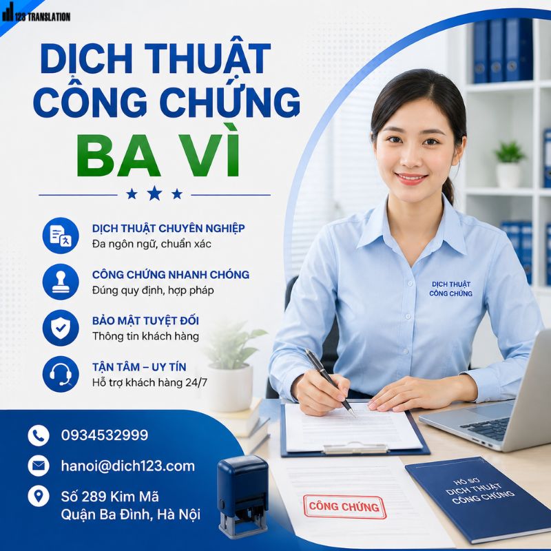 Dịch thuật công chứng Ba Vì