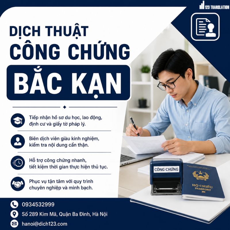 Dịch thuật công chứng Bắc Kạn 2026