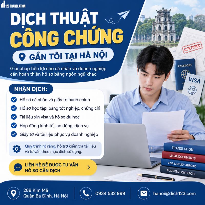 Dịch thuật công chứng gần tôi tại Hà Nội 2026