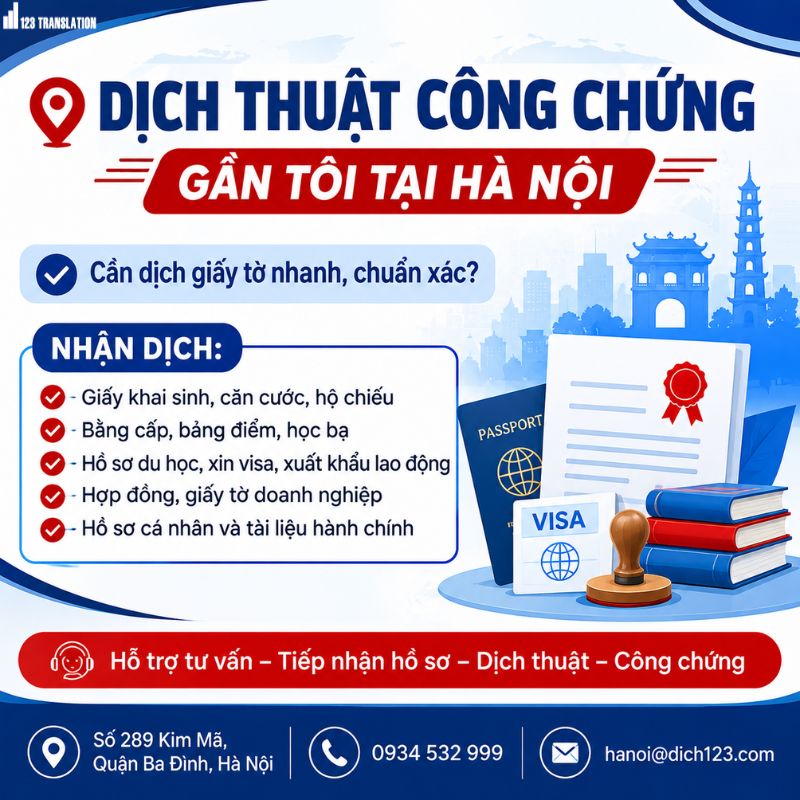Dịch thuật công chứng gần tôi tại Hà Nội 2026