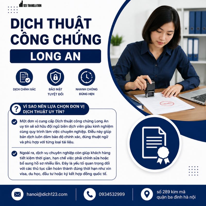 Dịch thuật công chứng Long An 2026