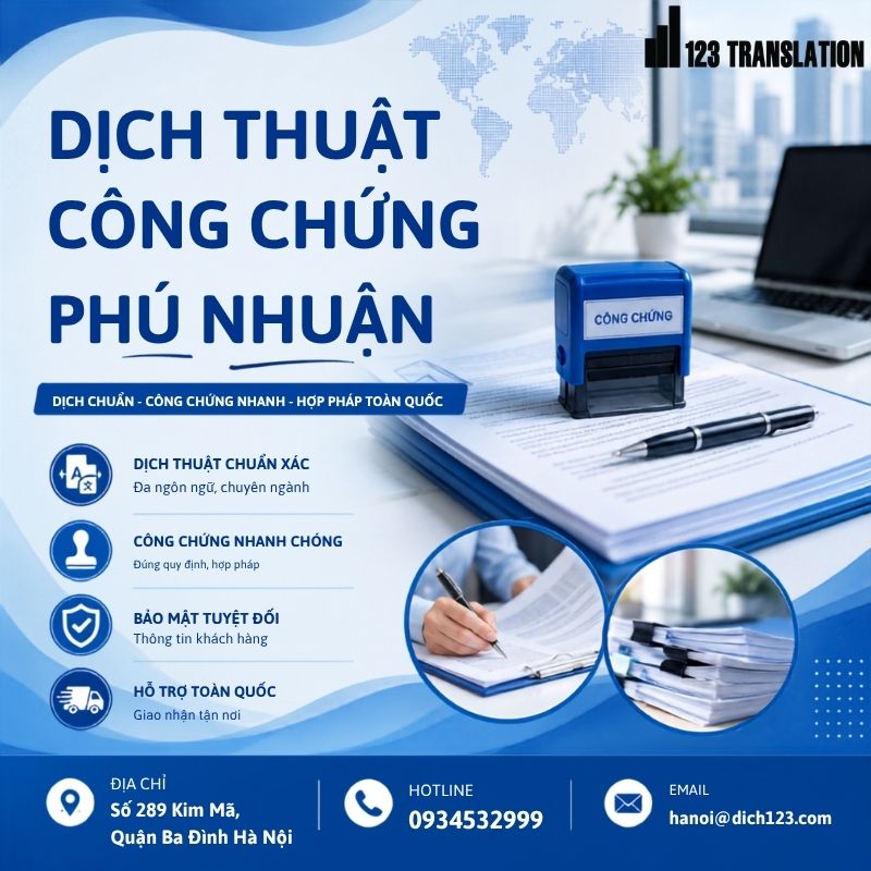 Dịch thuật công chứng Phú Nhuận 2026
