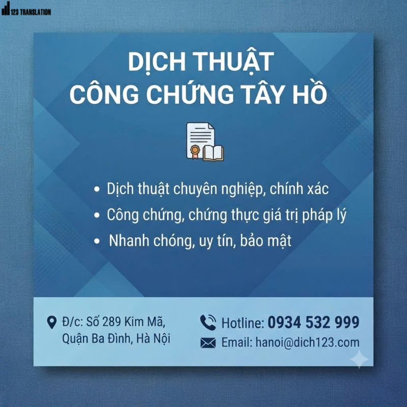 Dịch thuật công chứng Tây Hồ