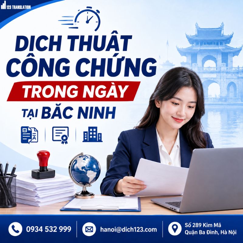 Dịch thuật công chứng trong ngày tại Bắc Ninh 2026