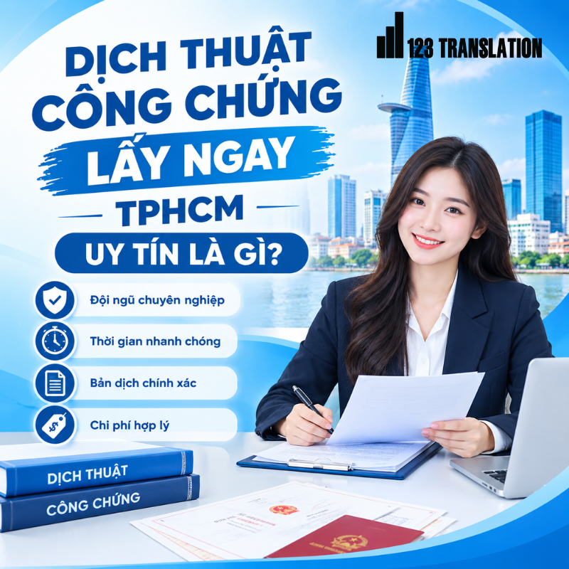 Dịch thuật công chứng lấy ngay TPHCM uy tín cần đảm bảo chất lượng bản dịch, tính pháp lý của hồ sơ và hỗ trợ khách hàng tận tình.