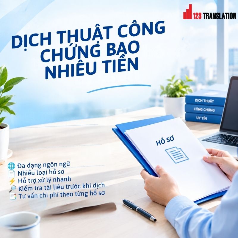 Dịch thuật công chứng bao nhiêu tiền 2026 - Bảng giá và những yếu tố ảnh hưởng đến chi phí