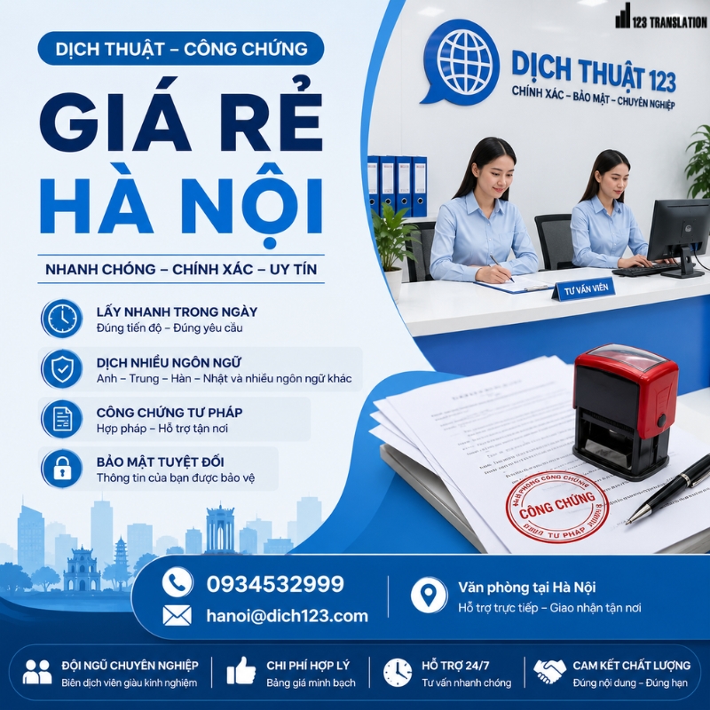 Dịch thuật công chứng giá rẻ Hà Nội