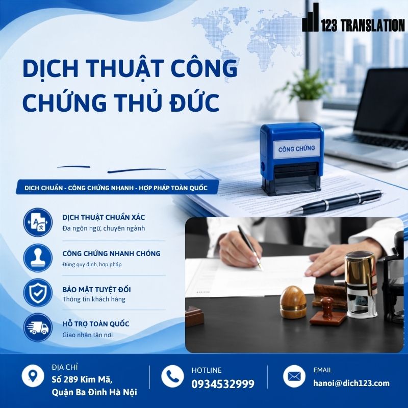 Dịch thuật công chứng Thủ Đức 2026