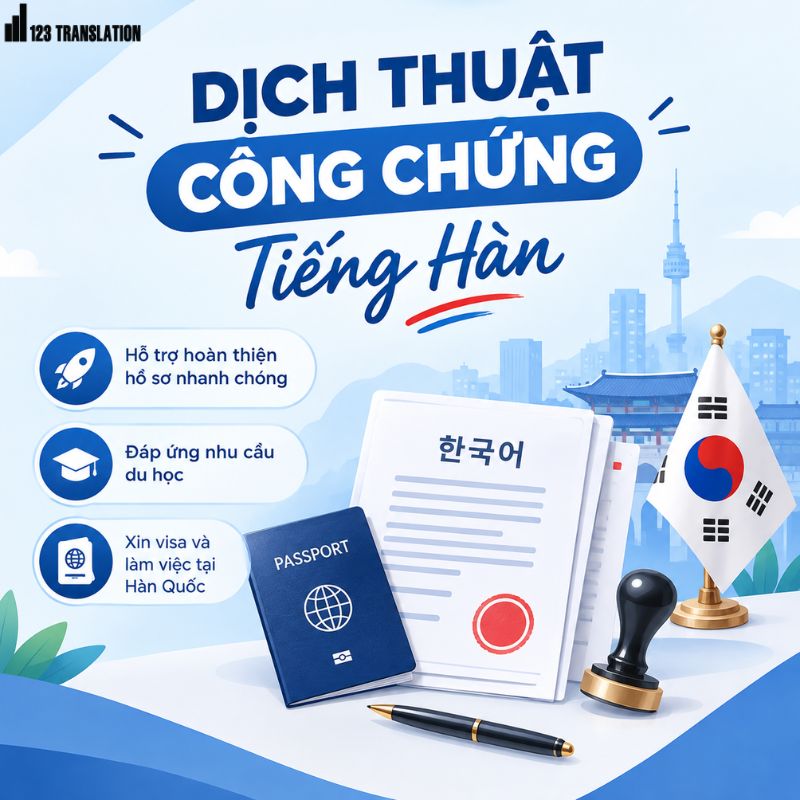 Dịch thuật công chứng tiếng Hàn 2026 chuyên nghiệp, chính xác và uy tín