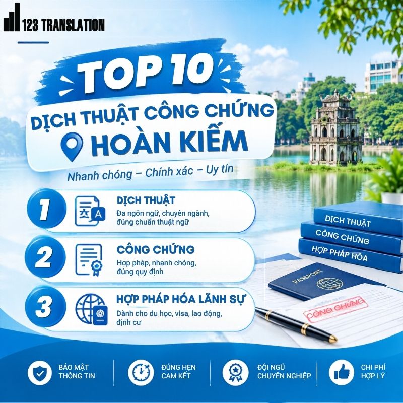 Top 10 dịch thuật công chứng Hoàn Kiếm uy tín, chuyên nghiệp tại Hà Nội
